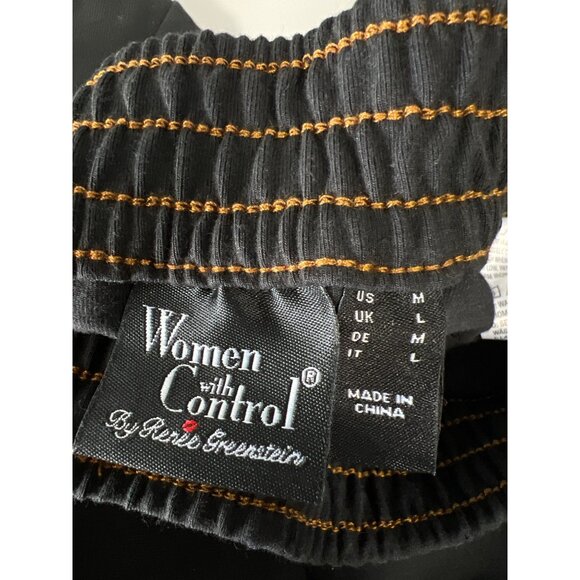 Women With Control Regular Faux Drawstring Waist Pants with Pockets Black Medium - Picture 4 of 7